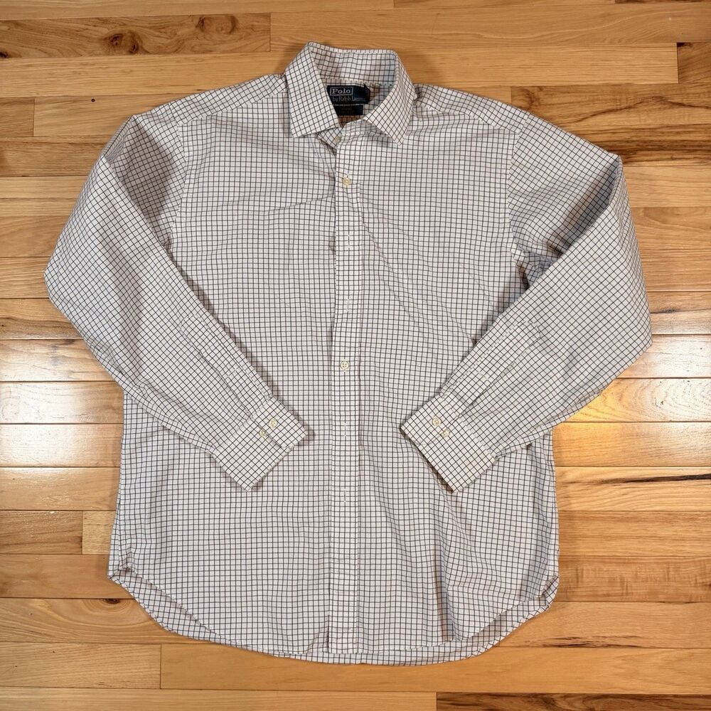 Vintage Polo Ralph Lauren Shirt 16.5 34/35 Blue Regent Button Up Long Sleeve